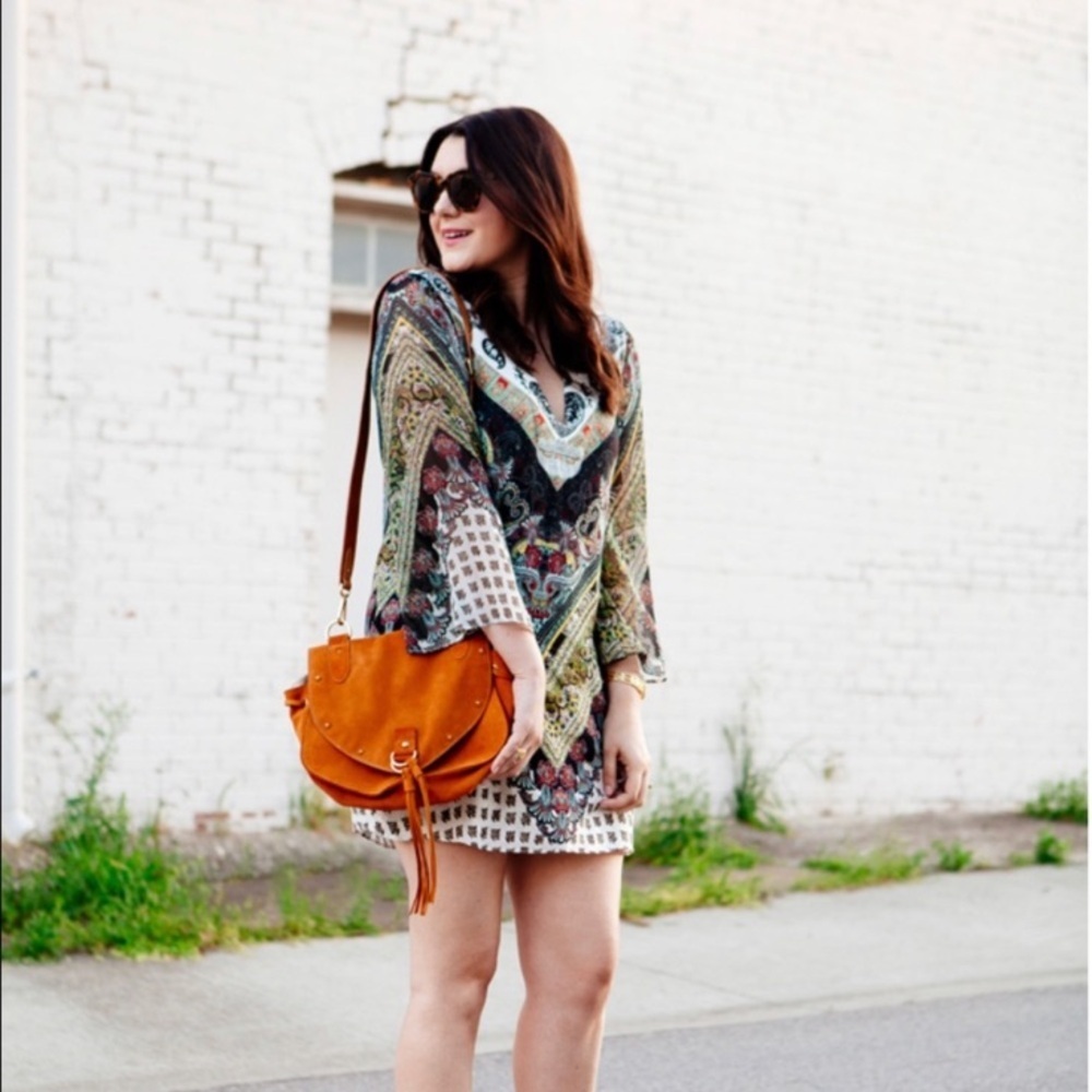 Alice + Olivia Zia Caftan Boho Paisley Style Ladies Mini Dress